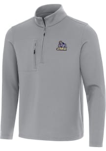 Antigua James Madison Dukes Mens Grey Insider Long Sleeve Qtr Zip Pullover