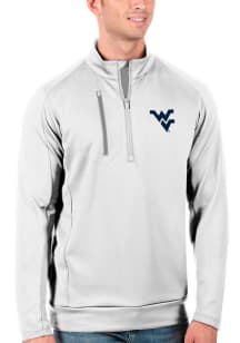 Antigua West Virginia Mountaineers Mens White Generation Long Sleeve Qtr Zip Pullover