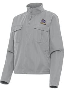 Antigua James Madison Dukes Womens Grey Even Par Light Weight Jacket