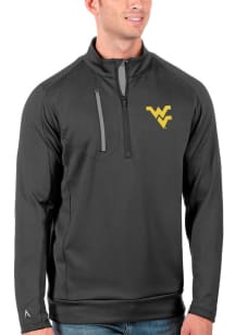 Antigua West Virginia Mountaineers Mens Grey Generation Long Sleeve Qtr Zip Pullover