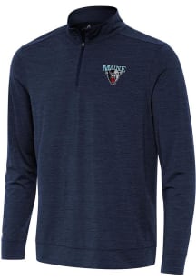 Antigua Maine Black Bears Mens Navy Blue Bright Long Sleeve Qtr Zip Pullover
