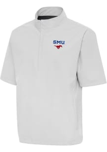 Antigua SMU Mustangs Mens Grey Brisk Short Sleeve Jacket