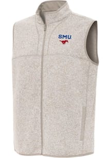 Antigua SMU Mustangs Mens Oatmeal Fortune Sleeveless Jacket