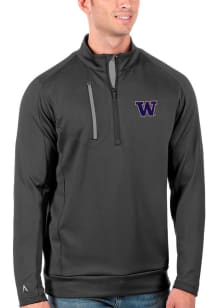Antigua Washington Huskies Mens Grey Generation Long Sleeve Qtr Zip Pullover