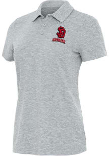 Antigua South Dakota Coyotes Womens Grey Matter Short Sleeve Polo Shirt