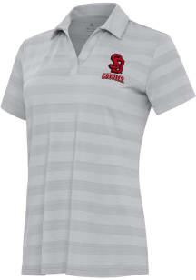 Antigua South Dakota Coyotes Womens Grey Tunnel Short Sleeve Polo Shirt