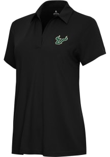 Antigua South Florida Bulls Womens Black Era Short Sleeve Polo Shirt