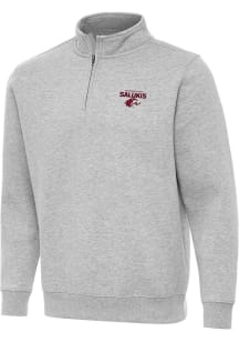 Antigua Southern Illinois Salukis Mens Grey Victory Long Sleeve Qtr Zip Pullover