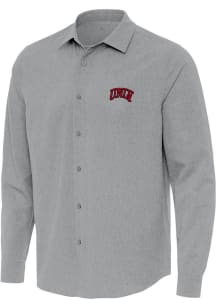 Antigua UNLV Runnin Rebels Mens Grey Exposure Long Sleeve Dress Shirt