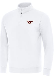 Antigua Virginia Tech Hokies Mens White Victory Long Sleeve Qtr Zip Pullover