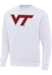 Antigua Virginia Tech Hokies Mens White Full Front Victory Long Sleeve Crew Sweatshirt