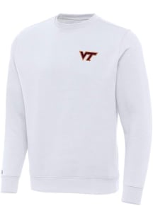 Antigua Virginia Tech Hokies Mens White Victory Long Sleeve Crew Sweatshirt