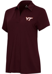 Antigua Virginia Tech Hokies Womens Maroon Era Short Sleeve Polo Shirt