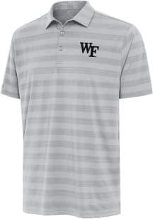 Antigua Wake Forest Demon Deacons Mens Grey Tunnel Short Sleeve Polo