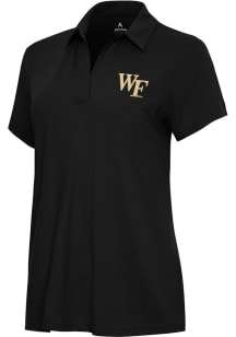 Antigua Wake Forest Demon Deacons Womens Black Era Short Sleeve Polo Shirt