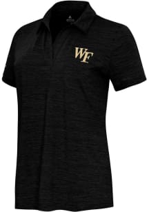 Antigua Wake Forest Demon Deacons Womens Black Layout Short Sleeve Polo Shirt