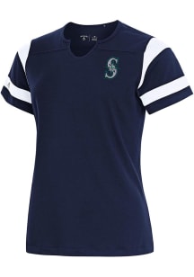 Antigua Seattle Mariners Womens Navy Blue Encounter Short Sleeve T-Shirt