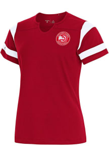 Antigua Atlanta Hawks Womens Red Encounter Short Sleeve T-Shirt