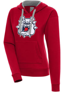 Antigua Fresno State Bulldogs Womens Red Full Front Victory Hooded Sweatshirt