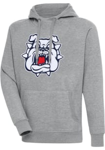 Antigua Fresno State Bulldogs Mens Grey Full Front Victory Long Sleeve Hoodie