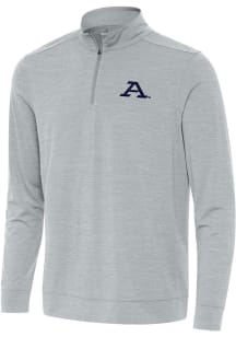 Antigua Akron Zips Mens Grey Heather Bright Long Sleeve Qtr Zip Pullover