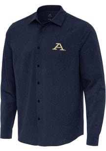 Antigua Akron Zips Mens Navy Blue Exposure Long Sleeve Dress Shirt