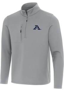 Antigua Akron Zips Mens Grey Insider Long Sleeve Qtr Zip Pullover