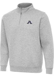 Antigua Akron Zips Mens Grey Heather Victory Long Sleeve Qtr Zip Pullover