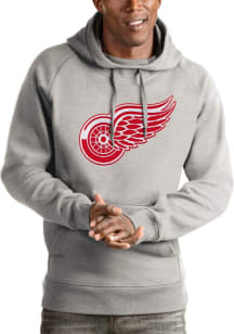 Antigua Detroit Red Wings Mens Grey Full Front Victory Long Sleeve Hoodie