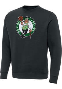 Antigua Boston Celtics Mens Charcoal Full Front Victory Long Sleeve Crew Sweatshirt