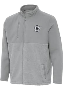 Antigua Brooklyn Nets Mens Grey Daily Fused Medium Weight Jacket