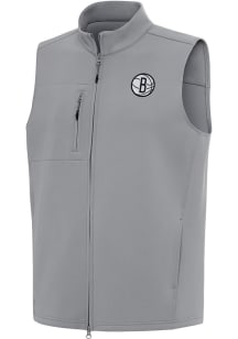 Antigua Brooklyn Nets Mens Grey Demand Sleeveless Jacket