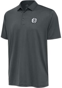 Antigua Brooklyn Nets Mens Grey Ellipse Short Sleeve Polo