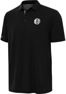 Antigua Brooklyn Nets Mens Black Era Short Sleeve Polo