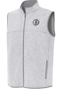Antigua Brooklyn Nets Mens Grey Fortune Sleeveless Jacket