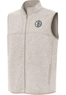 Antigua Brooklyn Nets Mens Oatmeal Fortune Sleeveless Jacket