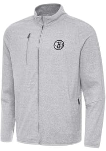 Antigua Brooklyn Nets Mens Grey Hold Up Light Weight Jacket