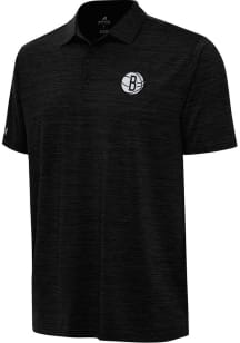 Antigua Brooklyn Nets Mens Black Layout Short Sleeve Polo