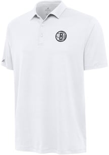 Antigua Brooklyn Nets Mens White Reprocess Recycled Short Sleeve Polo
