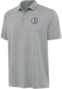 Antigua Brooklyn Nets Mens Grey Reprocess Recycled Short Sleeve Polo