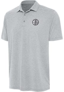 Antigua Brooklyn Nets Mens Grey Scheme Short Sleeve Polo