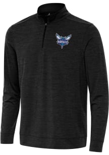 Antigua Charlotte Hornets Mens Black Bright Long Sleeve Qtr Zip Pullover