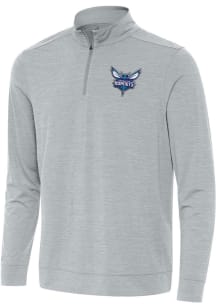 Antigua Charlotte Hornets Mens Grey Bright Long Sleeve Qtr Zip Pullover