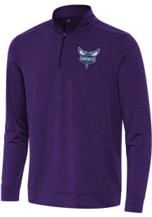 Antigua Charlotte Hornets Mens Purple Bright Long Sleeve Qtr Zip Pullover