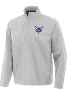 Antigua Charlotte Hornets Mens Grey Brisk Long Sleeve Qtr Zip Pullover