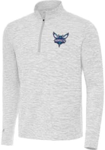 Antigua Charlotte Hornets Mens Grey Cause Long Sleeve Qtr Zip Pullover