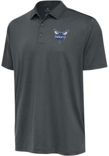 Antigua Charlotte Hornets Mens Grey Ellipse Short Sleeve Polo