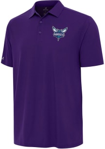 Antigua Charlotte Hornets Mens Purple Era Short Sleeve Polo