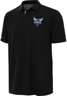 Antigua Charlotte Hornets Mens Black Era Short Sleeve Polo