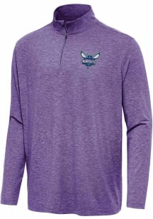 Antigua Charlotte Hornets Mens Purple Hunk Long Sleeve Qtr Zip Pullover
